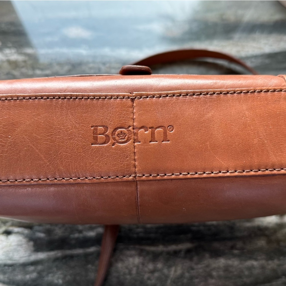 Born Brown Leather Crossbody Satchel | Saddle Cognac Dome Bag - Picture 7 of 15